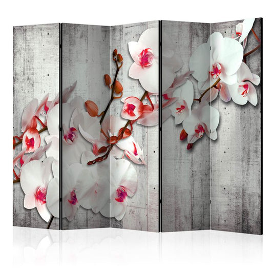 5-teiliges Paravent - Concrete Orchid II [Room Dividers] 225x172 cm