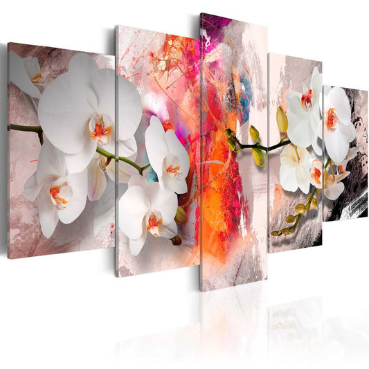 Wandbild - Colorful background and orchids