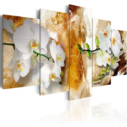 Wandbild - Brown Paint and Orchid