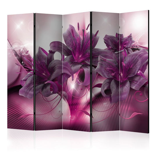 5-teiliges Paravent - The Purple Flame II [Room Dividers] 225x172 cm