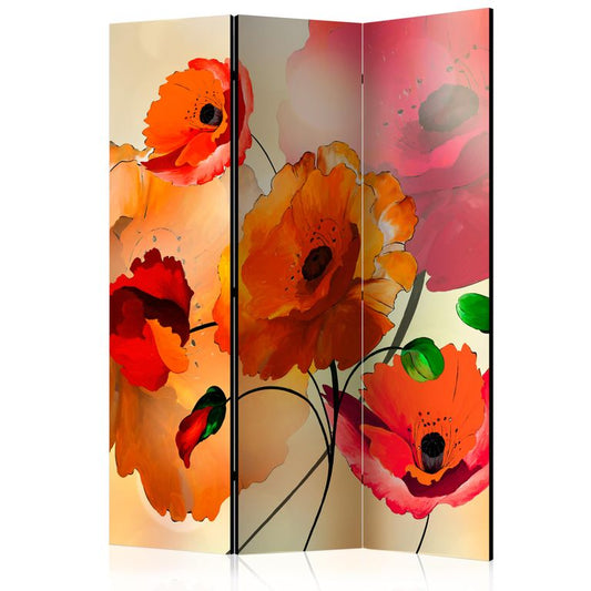 3-teiliges Paravent - Velvet Poppies [Room Dividers] 135x172 cm