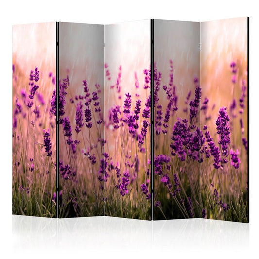 5-teiliges Paravent - Lavender in the Rain II [Room Dividers] 225x172 cm