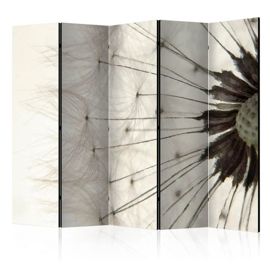 5-teiliges Paravent - White Dandelion II [Room Dividers] 225x172 cm