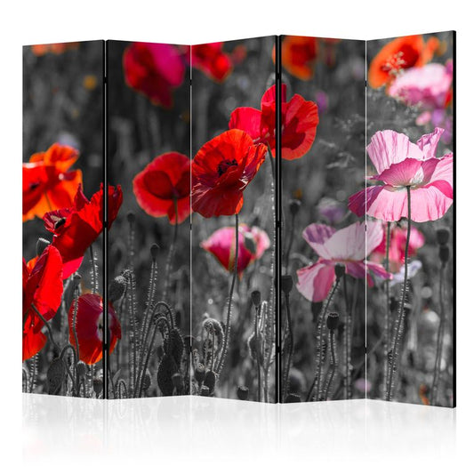 5-teiliges Paravent - Red Poppies II [Room Dividers] 225x172 cm