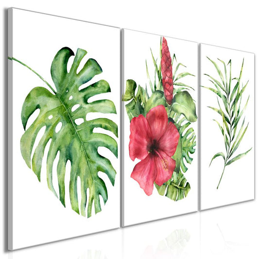 Wandbild - Red Hibiscus (3 Parts) 120x60 cm