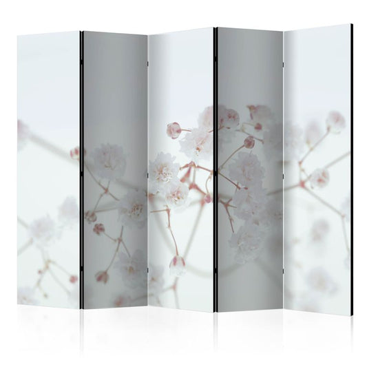 5-teiliges Paravent - White Flowers II [Room Dividers] 225x172 cm