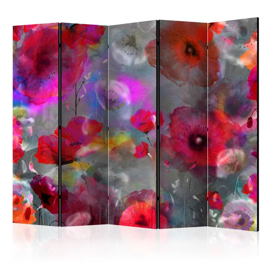 5-teiliges Paravent - Painted Poppies II [Room Dividers] 225x172 cm