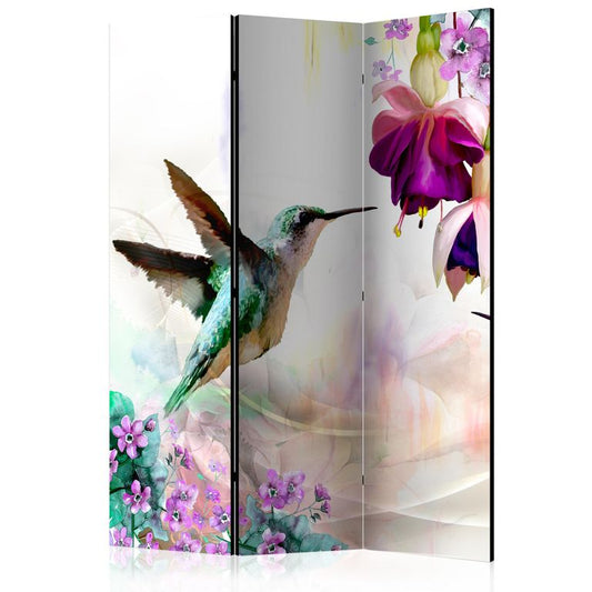 3-teiliges Paravent - Hummingbirds and Flowers [Room Dividers] 135x172 cm