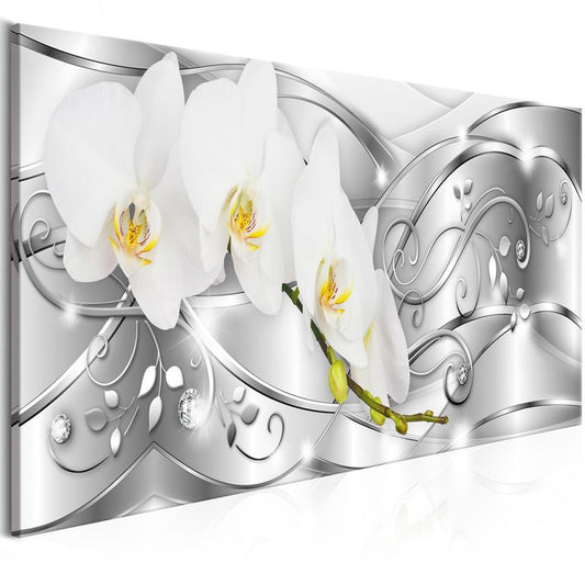 Wandbild - Flowering (1 Part) Narrow Silver