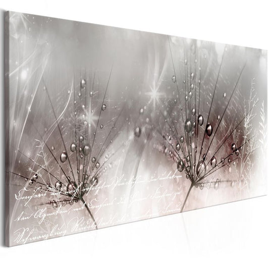 Wandbild - Drops of Dew (1 Part) Pink Wide 100x45 cm