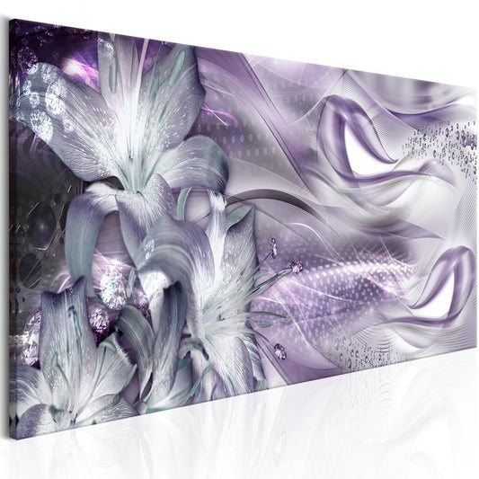 Wandbild - Lilies and Waves (1 Part) Narrow Pale Violet