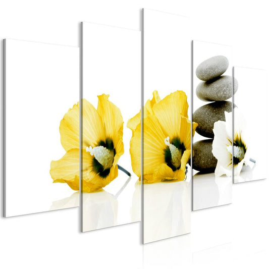 Wandbild - Calm Mallow (5 Parts) Wide Yellow