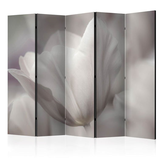 5-teiliges Paravent - Tulip - black and white photo II [Room Dividers]