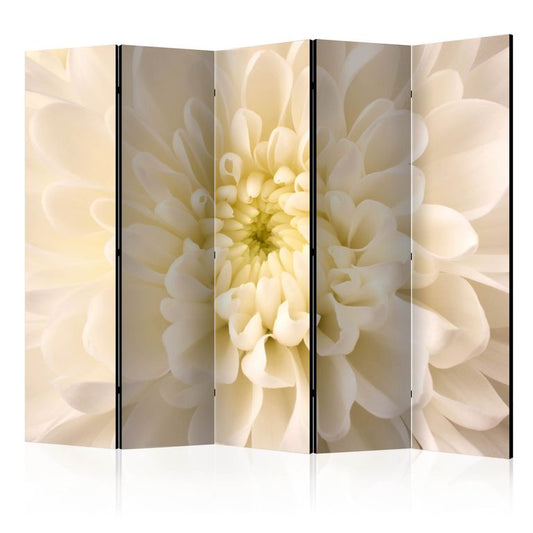 5-teiliges Paravent - White dahlia II [Room Dividers]