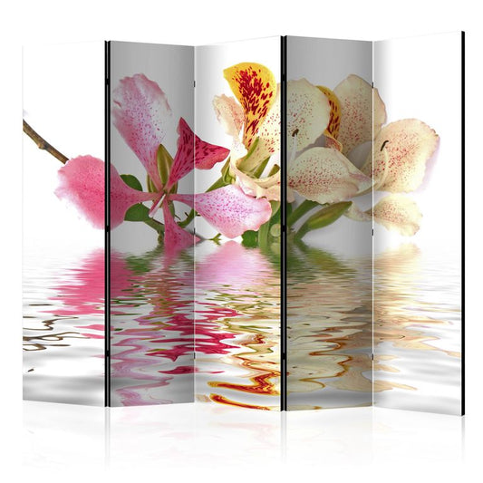 5-teiliges Paravent - Tropical flowers - orchid tree (bauhinia) II [Room Dividers]