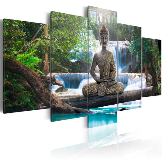 Wandbild - Buddha and waterfall