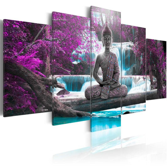 Wandbild - Waterfall and Buddha