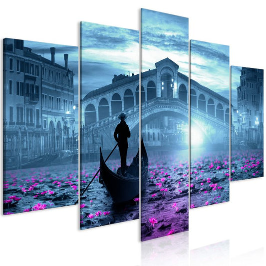 Wandbild - Magic Venice (5 Parts) Wide Blue