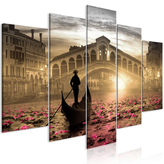 Wandbild - Magic Venice (5 Parts) Wide Orange