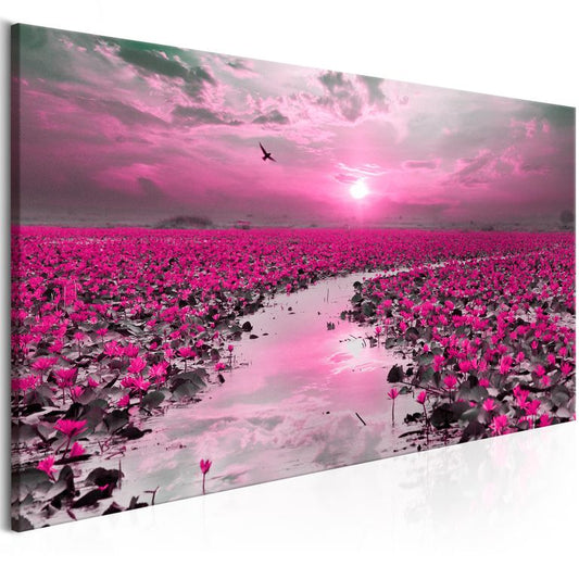 Wandbild - Lilies and Sunset (1 Part) Narrow