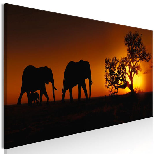 Wandbild - Elephant Family (Orange)