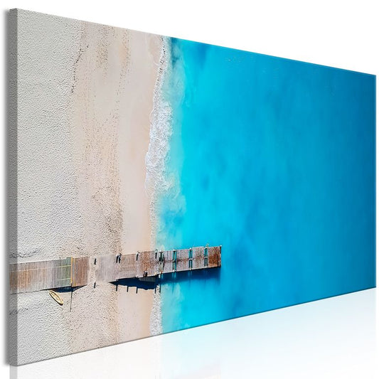 Wandbild - Sea and Wooden Bridge (1 Part) Narrow Blue