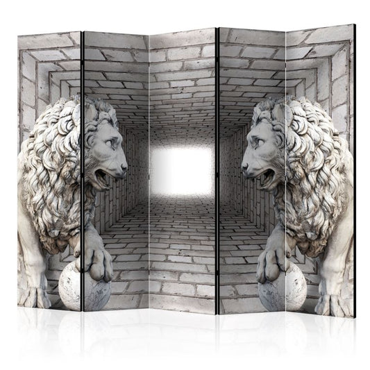 5-teiliges Paravent - Stone Lions II [Room Dividers] 225x172 cm