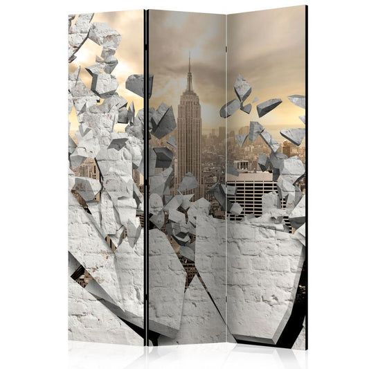 3-teiliges Paravent - City behind the Wall [Room Dividers] 135x172 cm