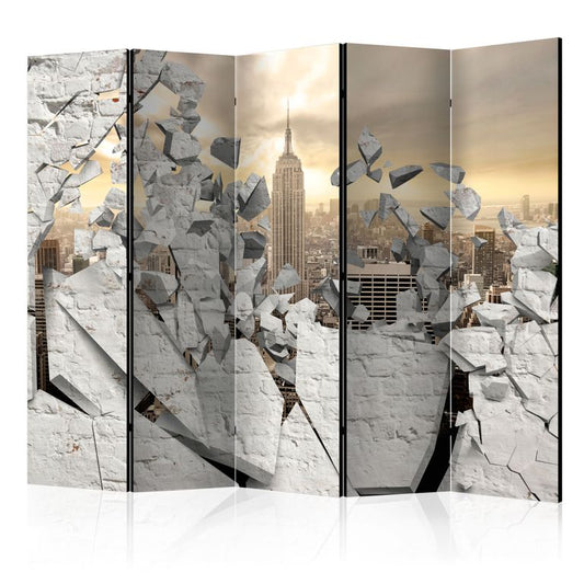 5-teiliges Paravent - City behind the Wall II [Room Dividers] 225x172 cm