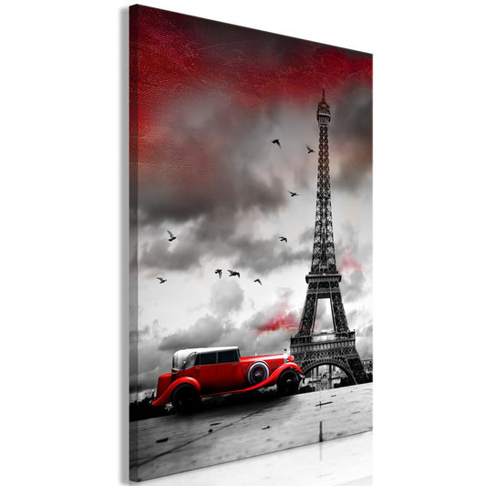 Wandbild - Red Car in Paris (1 Part) Vertical