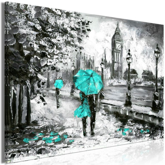 Wandbild - Walk in London (1 Part) Wide Turquoise