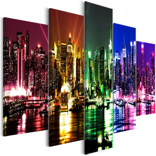 Wandbild - Rainbow New York (5 Parts) Wide 225x100 cm