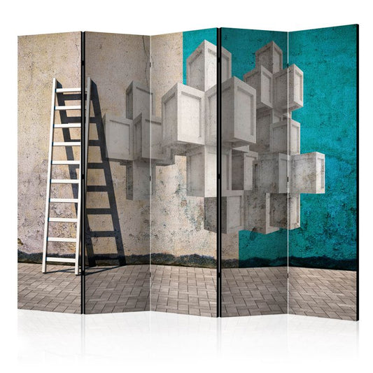 5-teiliges Paravent - Concrete blocks II [Room Dividers]