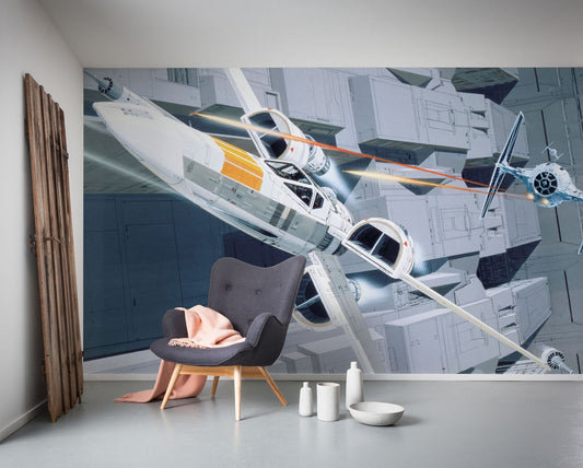 Vlies Fototapete - Star Wars Classic RMQ X-Wing vs TIE-Fighter - Größe 500 x 250 cm