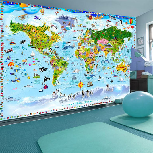 Fototapete - World Map for Kids