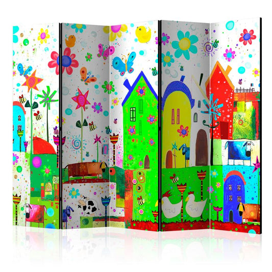 5-teiliges Paravent - Happy Farm II [Room Dividers] 225x172 cm