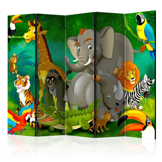 5-teiliges Paravent - Colourful Safari II [Room Dividers] 225x172 cm