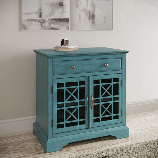 Avola Massivholz Sideboard Shabby-Chic Akazie Antikblau