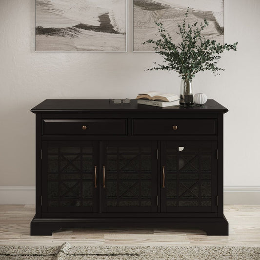 Avola Massivholz Sideboard 127 cm Shabby-Chic Akazie Schwarz