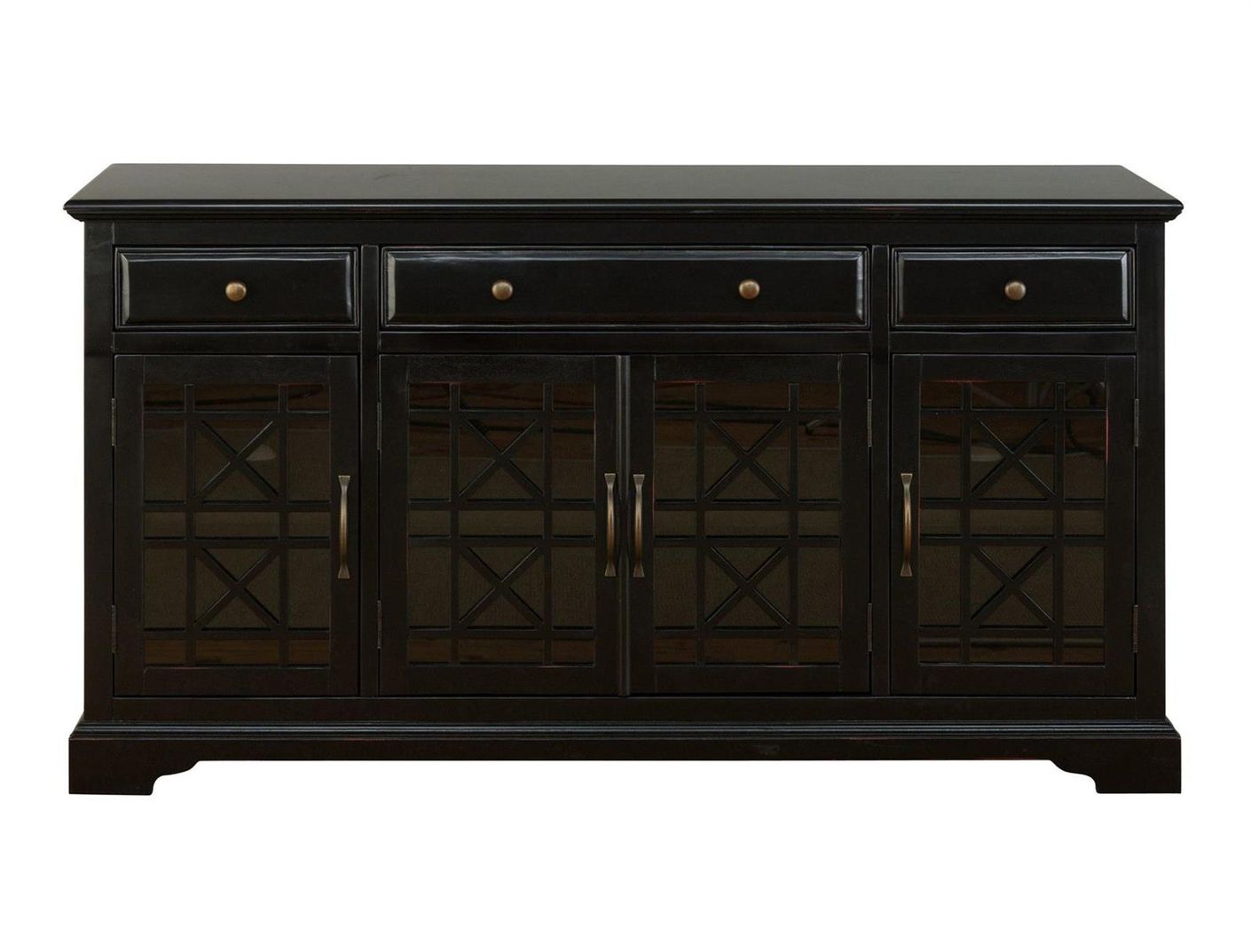 Avola Massivholz Sideboard 153 cm Shabby-Chic Akazie Schwarz