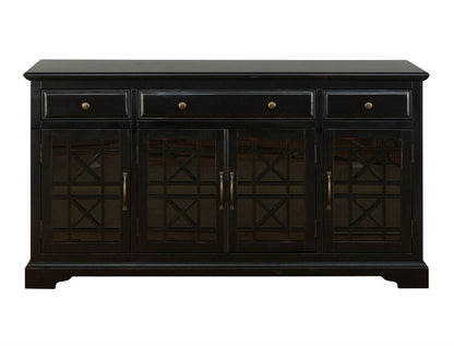 Avola Massivholz Sideboard 153 cm Shabby-Chic Akazie Schwarz