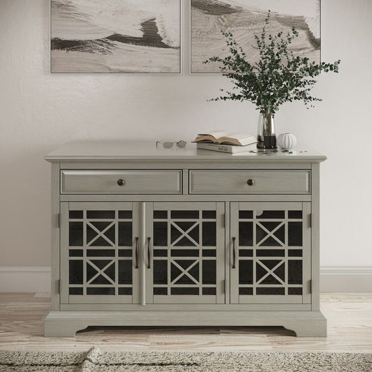 Avola Massivholz Sideboard 127 cm Shabby-Chic Akazie Mint