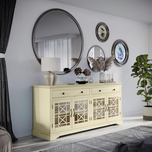 Avola Massivholz Sideboard 178 cm Shabby-Chic Akazie Creme