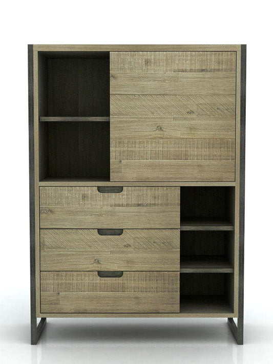 Flow Massivholz Highboard Akazie Sand / Grafit