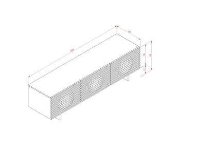 Hudson Hochglanz TV-Lowboard 180 cm Antifingerprint-Beschichtung Sand / Silber