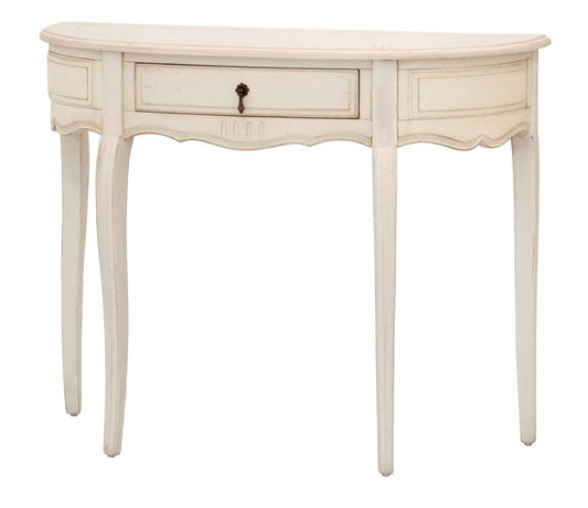 Verona Massivholz Konsolentisch halbrund Birke Creme