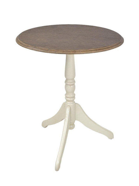 Limena Massivholz Beistelltisch Ø 60 cm Gummibaum Creme / Hellbraun