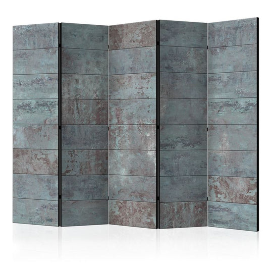 5-teiliges Paravent - Turquoise Concrete II [Room Dividers] 225x172 cm