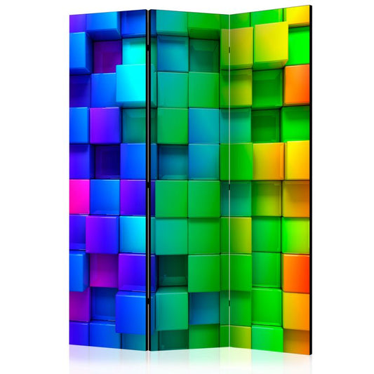 3-teiliges Paravent - Colourful Cubes [Room Dividers] 135x172 cm