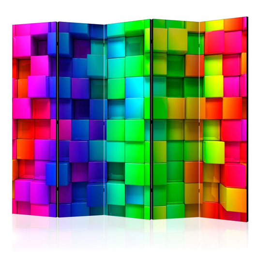 5-teiliges Paravent - Colourful Cubes II [Room Dividers] 225x172 cm